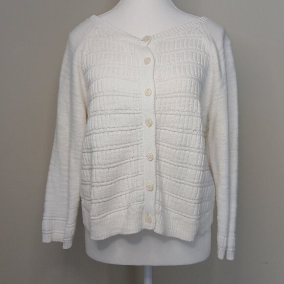 Light Academia Textured Knit Cardigan 3/4 Sleeve Size Large - Picture 1 of 9